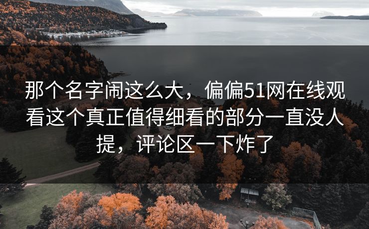 那个名字闹这么大,偏偏51网在线观看这个真正值得细看的部分一直没人提,评论区一下炸了 那个名字闹这么大,偏偏51网在线观看这个真正值得细看的部分一直没人提,评论区一下炸了