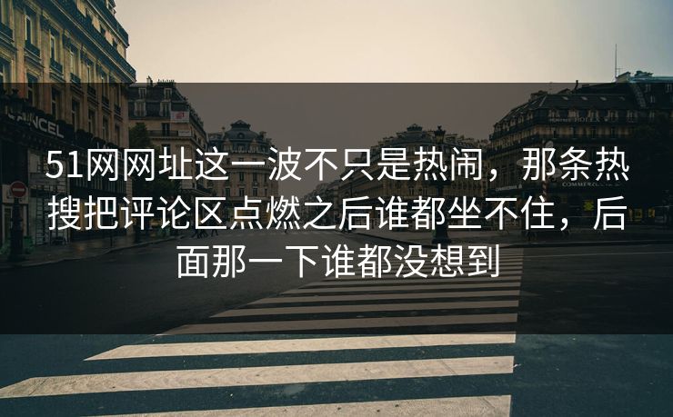 51网网址这一波不只是热闹，那条热搜把评论区点燃之后谁都坐不住，后面那一下谁都没想到